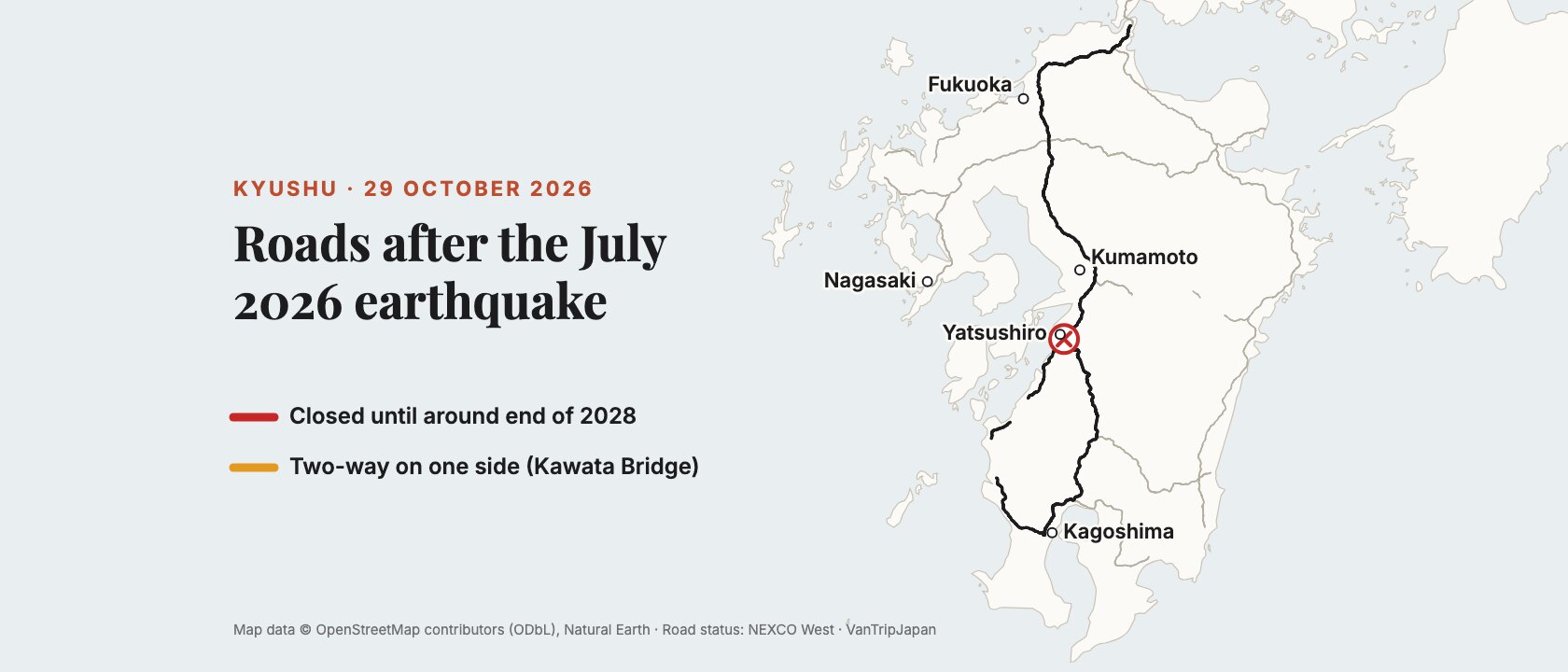 Kumamoto Earthquake 2026: Kyushu Road Status and the Yatsushiro Detour