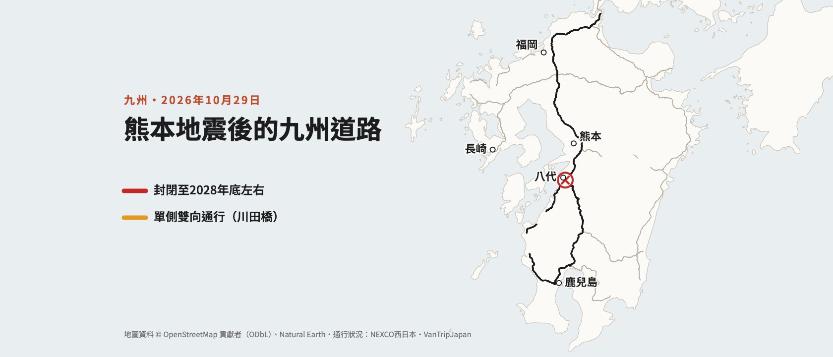 2026熊本地震後的九州自駕：道路現況與八代繞行路線