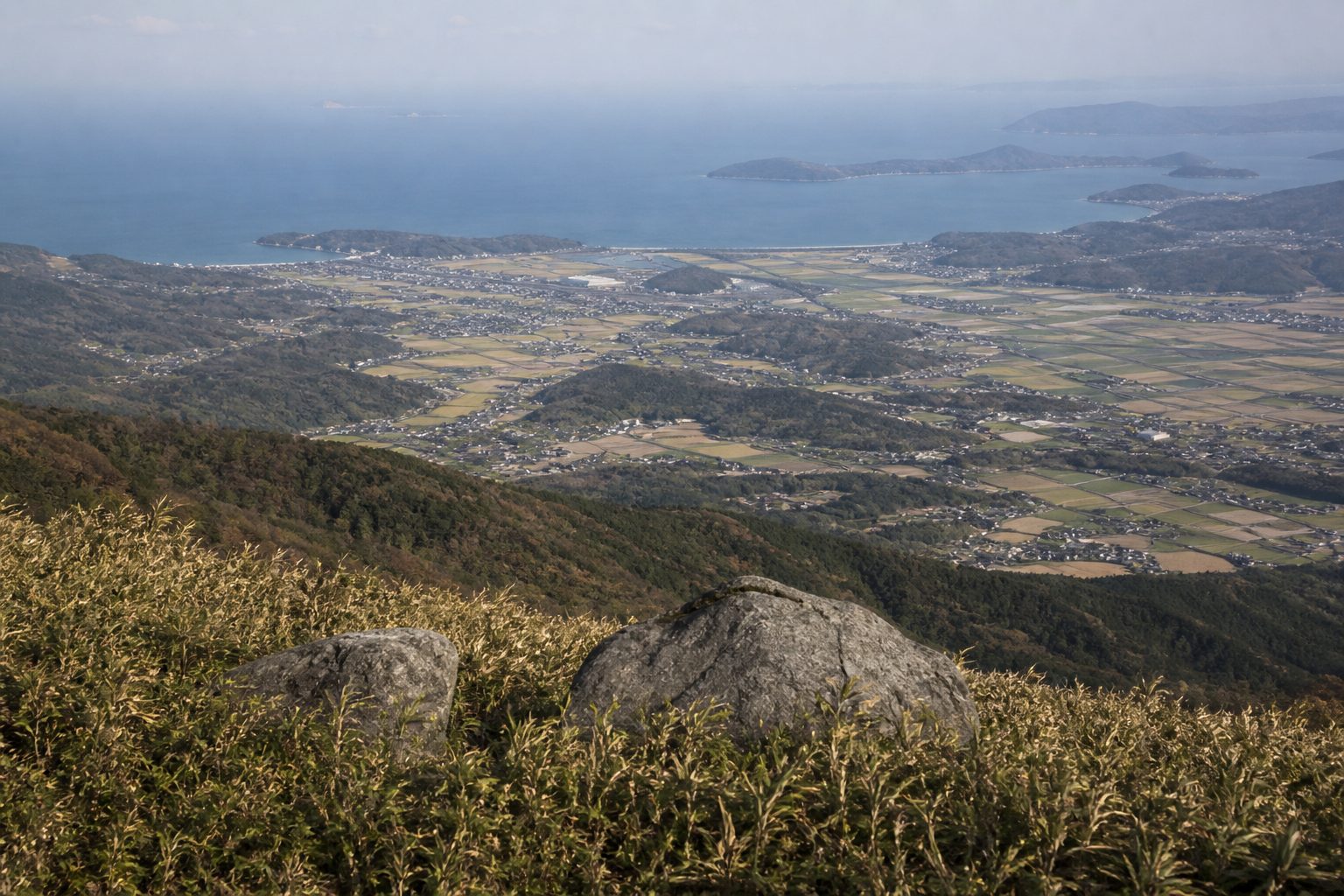 View from the summit of Mt Raizan over the Itoshima plain and the Genkai Sea, Fukuoka