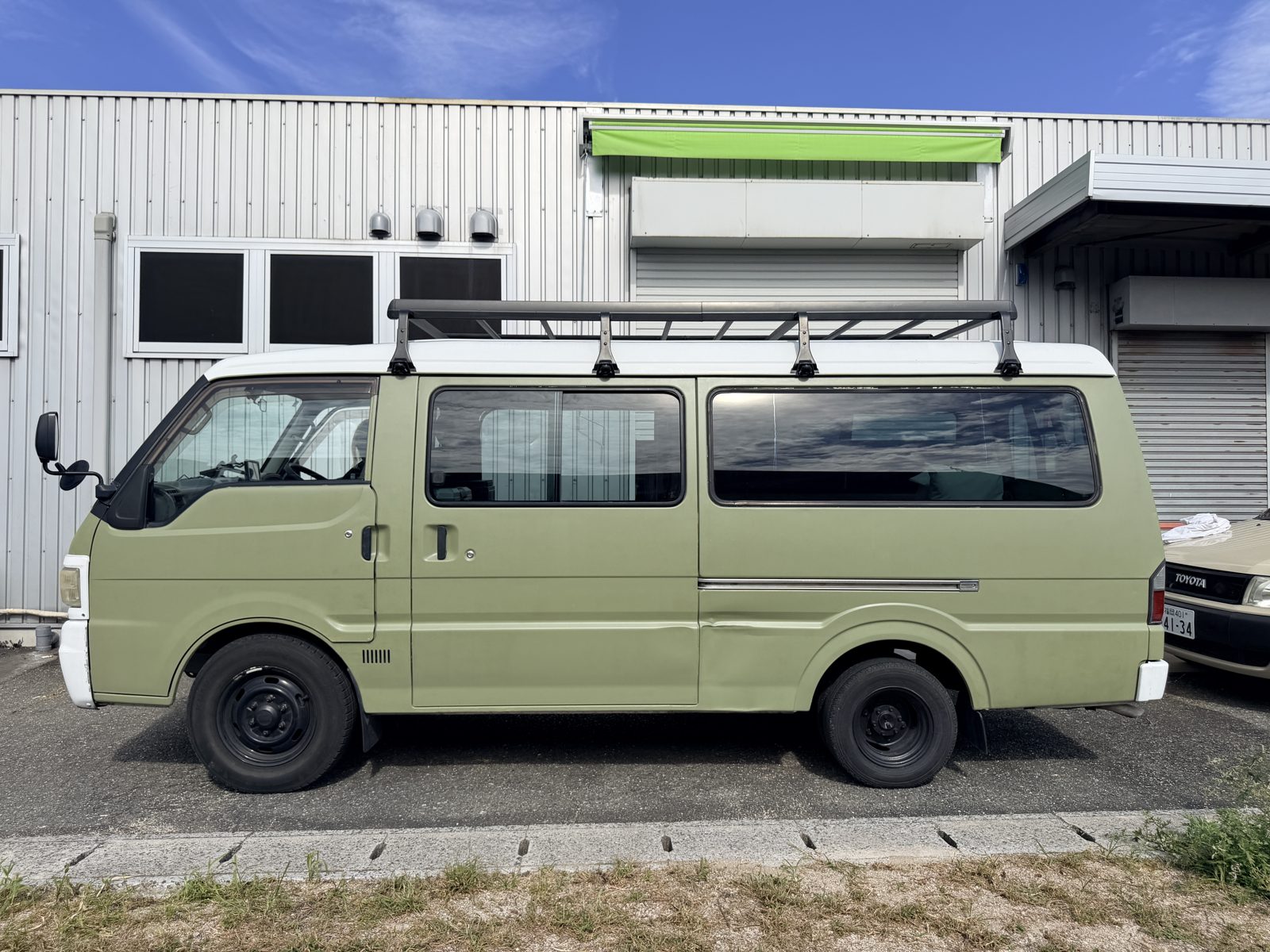 MATCHA LATTE, the light green Bongo campervan
